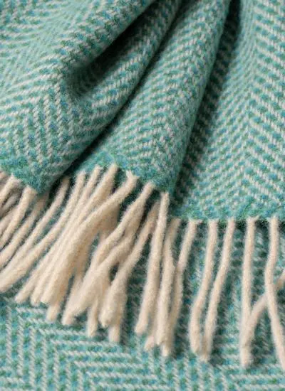 Teal Green Herringbone